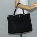 PRADA Tote Bag Nylon Black Silver Auth 143273-22