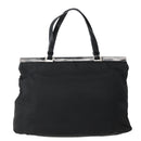 PRADA Tote Bag Nylon Black Silver Auth 143273-2