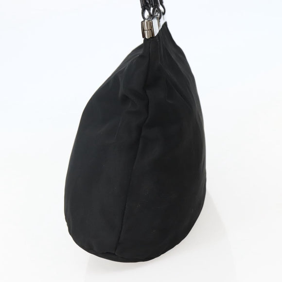 PRADA Tote Bag Nylon Black Silver Auth 143273