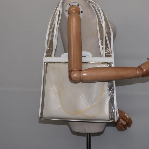 GUCCI Tote Bag Vinyl Clear Silver 001 2122 1773 Auth 143275
