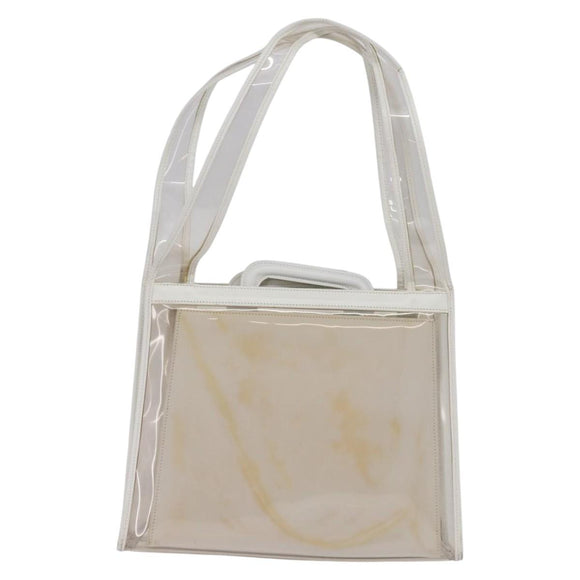 GUCCI Tote Bag Vinyl Clear Silver 001 2122 1773 Auth 143275