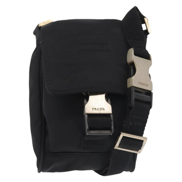 PRADA Shoulder Bag Nylon Black Silver Auth 143276