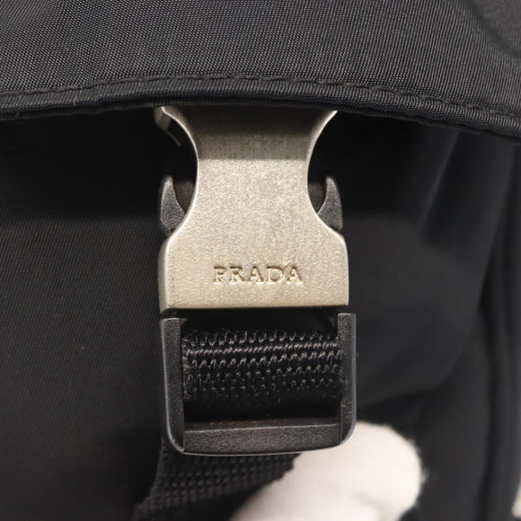PRADA Shoulder Bag Nylon Black Silver Auth 143276