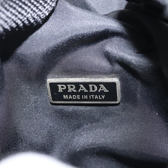 PRADA Shoulder Bag Nylon Black Silver Auth 143276