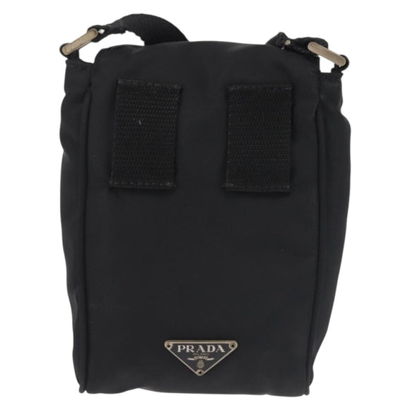 PRADA Shoulder Bag Nylon Black Silver Auth 143276