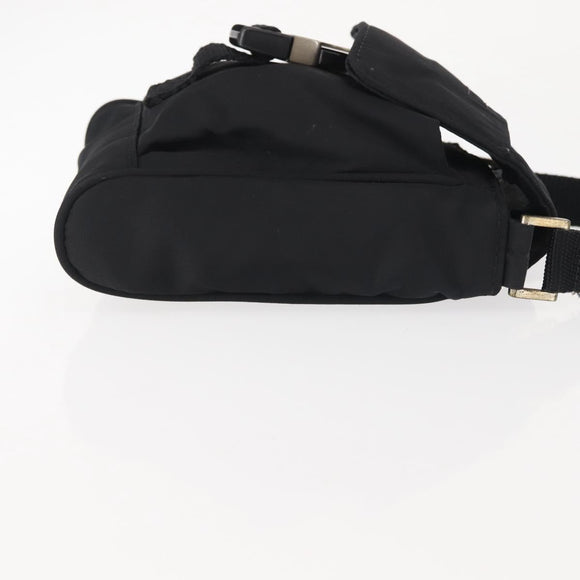 PRADA Shoulder Bag Nylon Black Silver Auth 143276