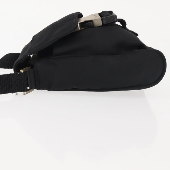 PRADA Shoulder Bag Nylon Black Silver Auth 143276