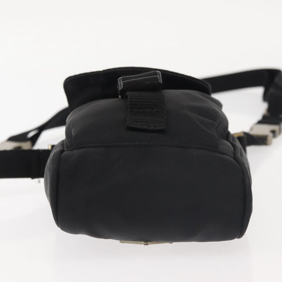 PRADA Shoulder Bag Nylon Black Silver Auth 143276