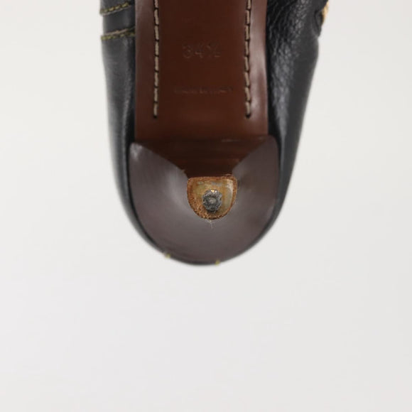 LOUIS VUITTON Short Boots Suhari Leather 34 1/2 Black Gold LV Auth 143282