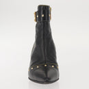 LOUIS VUITTON Short Boots Suhari Leather 34 1/2 Black Gold LV Auth 143282-11