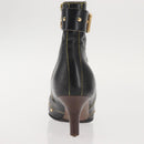 LOUIS VUITTON Short Boots Suhari Leather 34 1/2 Black Gold LV Auth 143282-12