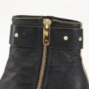 LOUIS VUITTON Short Boots Suhari Leather 34 1/2 Black Gold LV Auth 143282-13