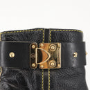 LOUIS VUITTON Short Boots Suhari Leather 34 1/2 Black Gold LV Auth 143282-14
