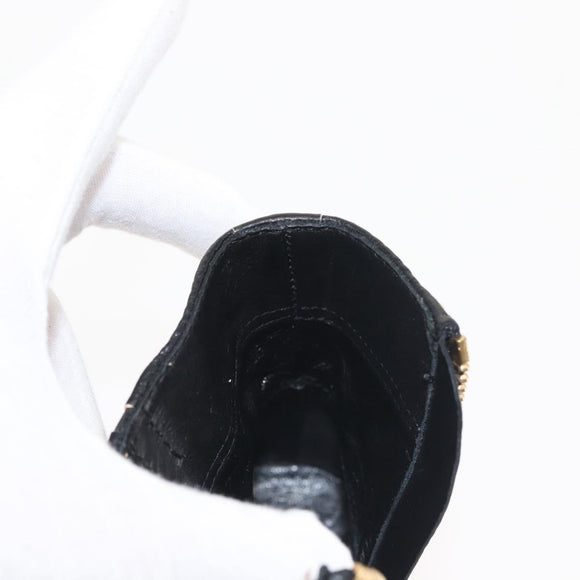 LOUIS VUITTON Short Boots Suhari Leather 34 1/2 Black Gold LV Auth 143282