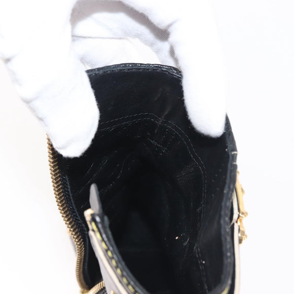 LOUIS VUITTON Short Boots Suhari Leather 34 1/2 Black Gold LV Auth 143282