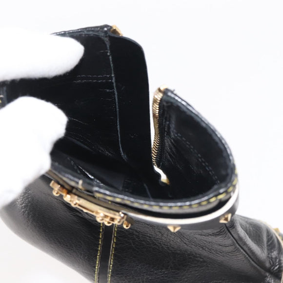 LOUIS VUITTON Short Boots Suhari Leather 34 1/2 Black Gold LV Auth 143282