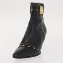 LOUIS VUITTON Short Boots Suhari Leather 34 1/2 Black Gold LV Auth 143282-21