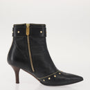 LOUIS VUITTON Short Boots Suhari Leather 34 1/2 Black Gold LV Auth 143282-23