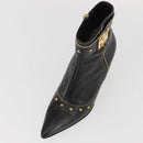 LOUIS VUITTON Short Boots Suhari Leather 34 1/2 Black Gold LV Auth 143282-25