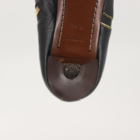 LOUIS VUITTON Short Boots Suhari Leather 34 1/2 Black Gold LV Auth 143282