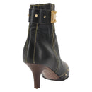 LOUIS VUITTON Short Boots Suhari Leather 34 1/2 Black Gold LV Auth 143282-3