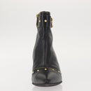 LOUIS VUITTON Short Boots Suhari Leather 34 1/2 Black Gold LV Auth 143282-30
