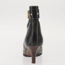 LOUIS VUITTON Short Boots Suhari Leather 34 1/2 Black Gold LV Auth 143282-31