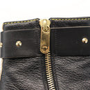 LOUIS VUITTON Short Boots Suhari Leather 34 1/2 Black Gold LV Auth 143282-32