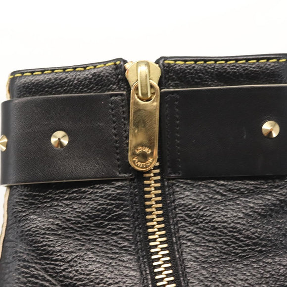 LOUIS VUITTON Short Boots Suhari Leather 34 1/2 Black Gold LV Auth 143282