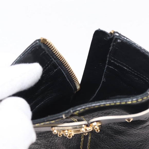 LOUIS VUITTON Short Boots Suhari Leather 34 1/2 Black Gold LV Auth 143282