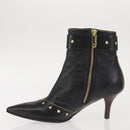 LOUIS VUITTON Short Boots Suhari Leather 34 1/2 Black Gold LV Auth 143282-5