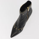 LOUIS VUITTON Short Boots Suhari Leather 34 1/2 Black Gold LV Auth 143282-6