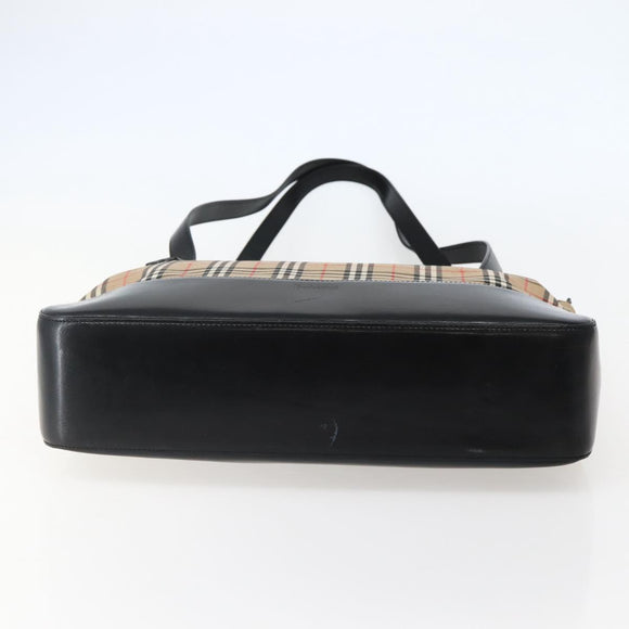 Burberrys Nova Check Tote Bag Canvas Beige Gold Auth 143284