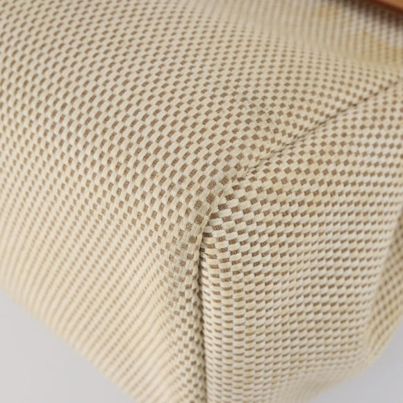 HERMES Her Bag Cabus GM Tote Bag Canvas Leather Beige Auth 143299