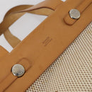 HERMES Her Bag Cabus GM Tote Bag Canvas Leather Beige Auth 143299-10