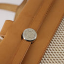 HERMES Her Bag Cabus GM Tote Bag Canvas Leather Beige Auth 143299-17