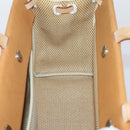 HERMES Her Bag Cabus GM Tote Bag Canvas Leather Beige Auth 143299-19