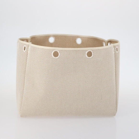 HERMES Her Bag Cabus GM Tote Bag Canvas Leather Beige Auth 143299