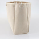 HERMES Her Bag Cabus GM Tote Bag Canvas Leather Beige Auth 143299-23