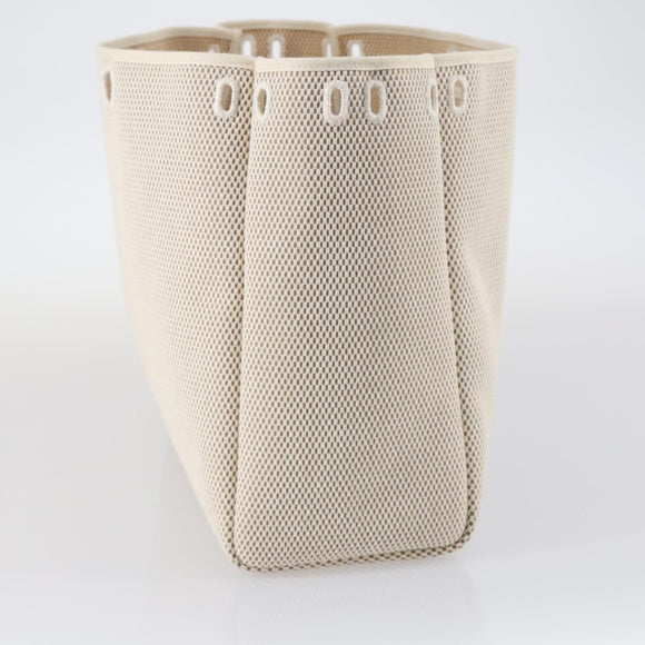 HERMES Her Bag Cabus GM Tote Bag Canvas Leather Beige Auth 143299