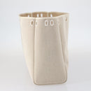 HERMES Her Bag Cabus GM Tote Bag Canvas Leather Beige Auth 143299-24