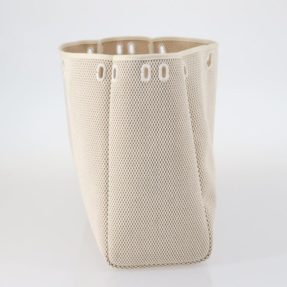 HERMES Her Bag Cabus GM Tote Bag Canvas Leather Beige Auth 143299