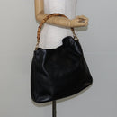 GUCCI Bamboo Hand Bag Leather Black Gold 001 1577 Auth 143300-20
