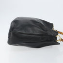 GUCCI Bamboo Hand Bag Leather Black Gold 001 1577 Auth 143300-4