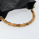 GUCCI Bamboo Hand Bag Leather Black Gold 001 1577 Auth 143300-7
