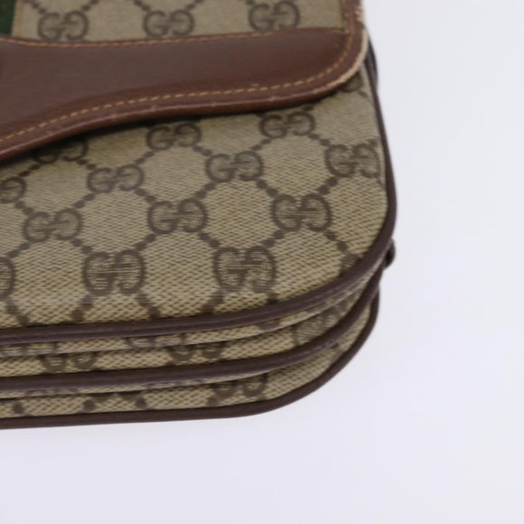 GUCCI GG Supreme Web Sherry Line Bag PVC Beige Gold 001 113 6862 Auth 143301