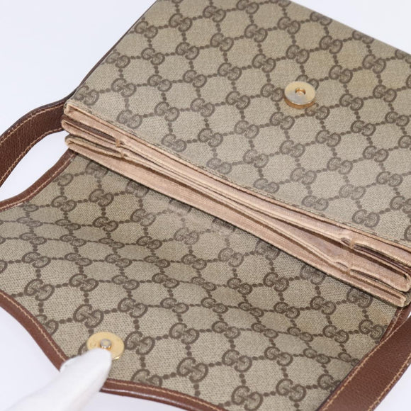 GUCCI GG Supreme Web Sherry Line Bag PVC Beige Gold 001 113 6862 Auth 143301