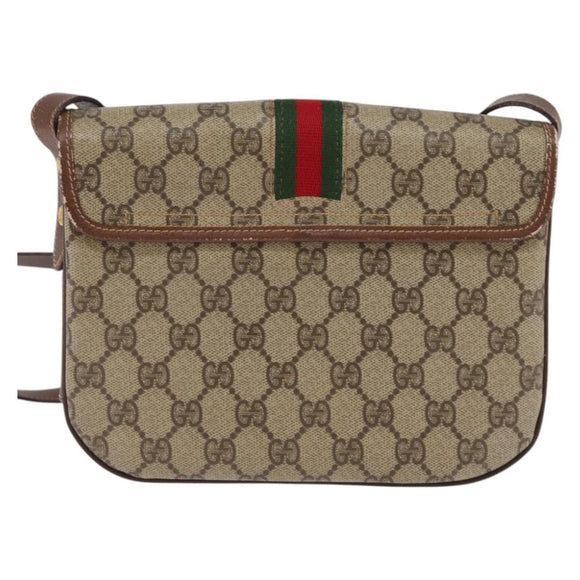 GUCCI GG Supreme Web Sherry Line Bag PVC Beige Gold 001 113 6862 Auth 143301