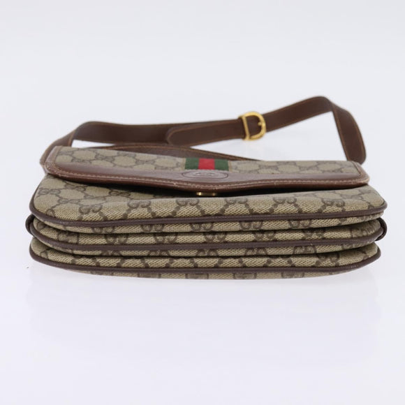 GUCCI GG Supreme Web Sherry Line Bag PVC Beige Gold 001 113 6862 Auth 143301