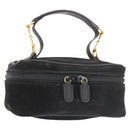GUCCI Vanity Pouch Suede Black Gold 032 1705 0141 Auth 143303-1